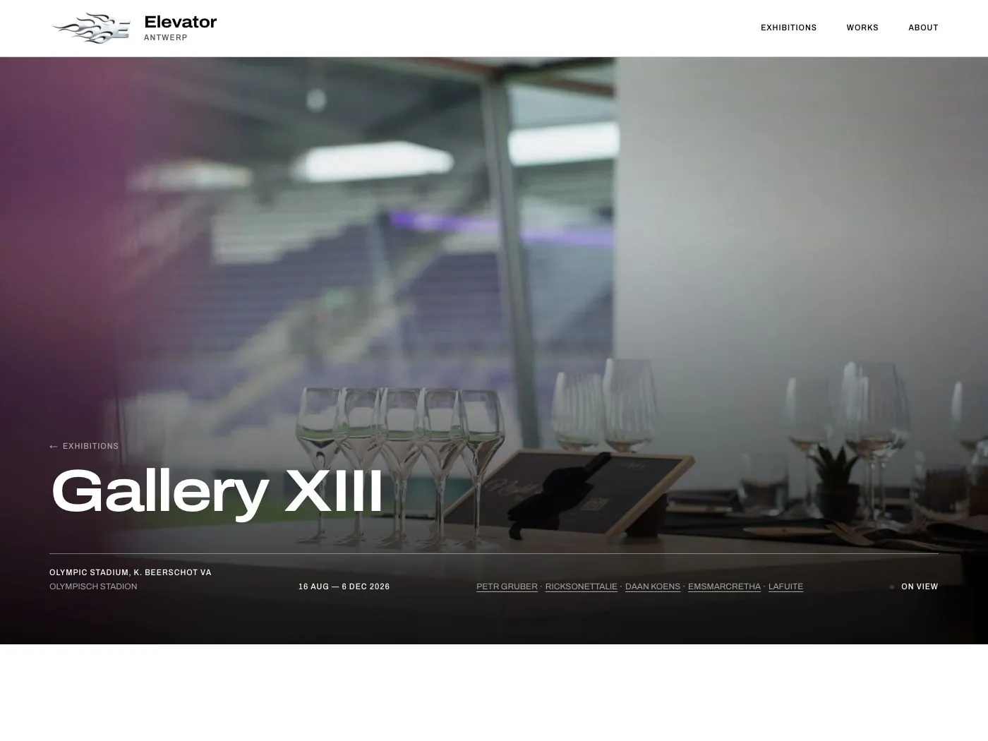 Tentoonstellingspagina Gallery XIII