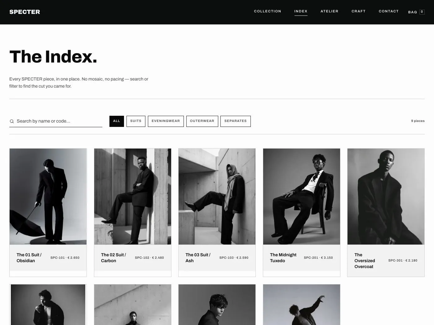 De Index: het volledige shopoverzicht met filters en zoekfunctie
