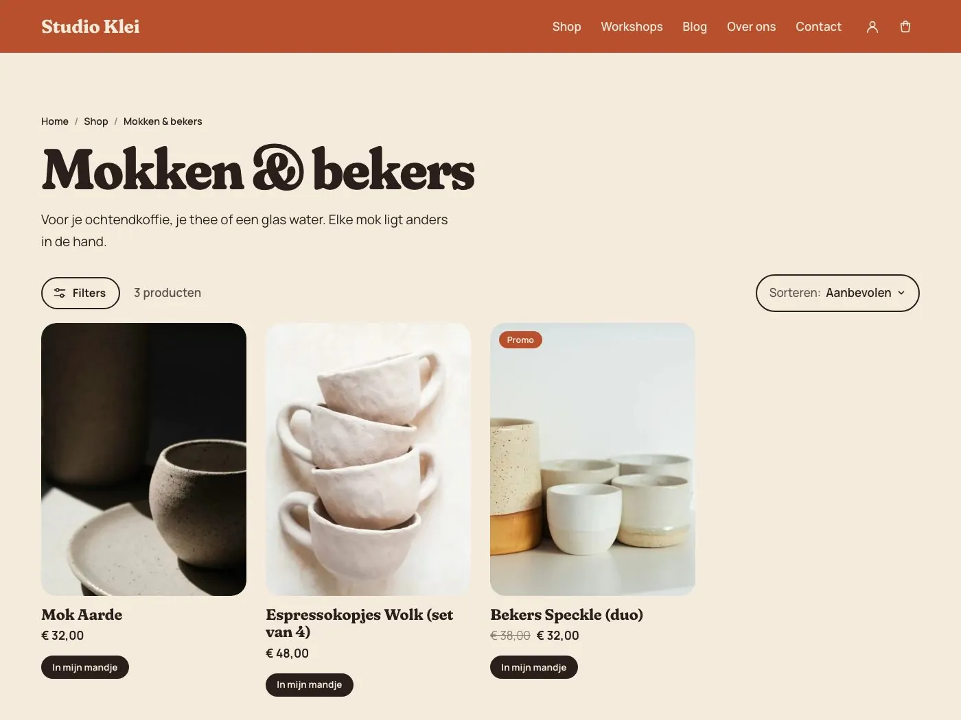 Categoriepagina Mokken & bekers van Studio Klei